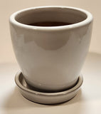 Heavy Clay 4 3/8" Tall Flower Pot with Saucer Base