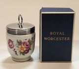Royal Worcester King Size Flowers Egg Coddler Poacher Porcelain Jar with Metal Lid Made in England New in Box