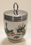 Royal Worcester King Size Blue and Yellow Birds Egg Coddler Poacher Porcelain Jar with Metal Lid Made in England New in Box