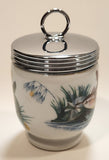 Royal Worcester King Size Blue and Yellow Birds Egg Coddler Poacher Porcelain Jar with Metal Lid Made in England New in Box