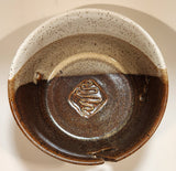 Vintage Brown Tones Yarn Bowl 7 3/4" Stoneware Pottery Dish