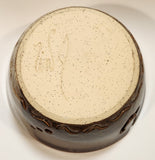 Vintage Brown Tones Yarn Bowl 7 3/4" Stoneware Pottery Dish