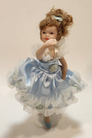 Ballerina Girl in Blue Dress 8" Tall Poseable Bisque Porcelain Doll with Stand