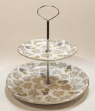 Vintage Barratt's Delphatic Tableware Ironstone England 9 1/2" Tall Two Tier Cupcake Desert Stand Serving Tray