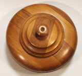 Vintage Teak Wood Candy Nut Dish Trinket Box With Lid