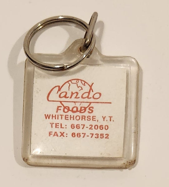 Vintage Cando Foods Whitehorse Yukon Acrylic Fob Keychain Ring