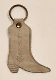 Boulet Cowboy Boot Shaped Leather Fob Keychain Ring