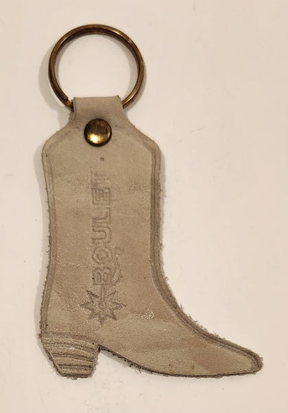Boulet Cowboy Boot Shaped Leather Fob Keychain Ring