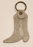 Boulet Cowboy Boot Shaped Leather Fob Keychain Ring