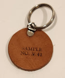 Vintage Salesman Sample No. V 41 Round Leather Fob Keychain Ring