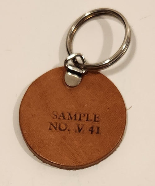 Vintage Salesman Sample No. V 41 Round Leather Fob Keychain Ring