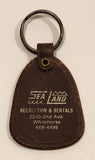 Vintage Sea Land Recreation & Rentals Whitehorse Yukon Brown Plastic Fob Keychain Ring