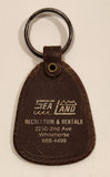 Vintage Sea Land Recreation & Rentals Whitehorse Yukon Brown Plastic Fob Keychain Ring