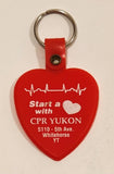 Vintage Start a Heart with CPR Yukon Whitehorse Heart Shaped Red Plastic Fob Keychain