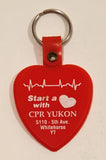 Vintage Start a Heart with CPR Yukon Whitehorse Heart Shaped Red Plastic Fob Keychain