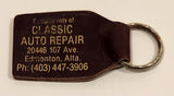 Compliments Classic Auto Repair Edmonton Alberta Brown Leather Fob Keychain Ring