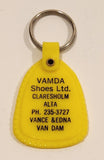 Vintage Vamda Shoes Ltd. Claresholm Alberta Vance & Edna Van Dam Yellow Plastic Fob Keychain Ring