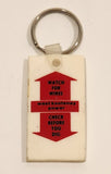 Vintage West Kootenay Power Watch For Wires Check Before You Dig White Rubber Fob Keychain Ring