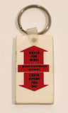 Vintage West Kootenay Power Watch For Wires Check Before You Dig White Rubber Fob Keychain Ring