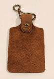 Vintage I Love Alberta Beef Producers Brown Leather Fob Keychain Ring