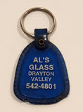 Vintage Al's Glass Drayton Valley Alberta Blue Plastic Fob Keychain Ring