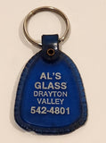 Vintage Al's Glass Drayton Valley Alberta Blue Plastic Fob Keychain Ring
