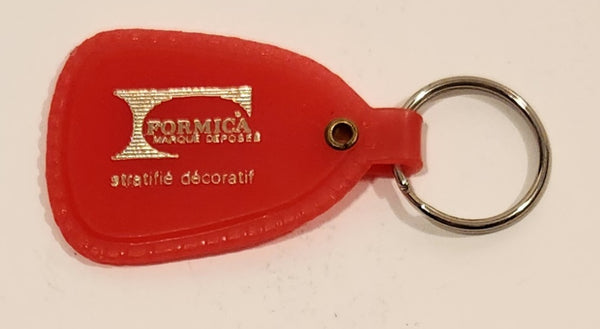 Formica Brand Decorative Laminate Red Plastic Fob Keychain Ring