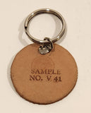 Vintage Salesman Sample No. V 41 Round Leather Fob Keychain Ring