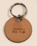 Vintage Salesman Sample No. V 41 Round Leather Fob Keychain Ring