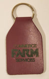 Vintage Commerce Farm Services Red Leather Fob Keychain Ring