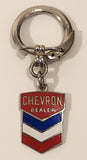 Vintage Chevron Dealer Enamel Metal Fob Keychain Ring
