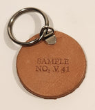 Vintage Salesman Sample No. V 41 Round Leather Fob Keychain Ring