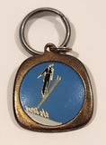 Ski Jumper Metal Fob Keychain Key Ring