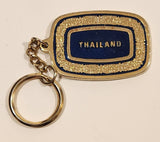 Thailand Dark Blue Enamel Gold Look Metal Fob Keychain Ring