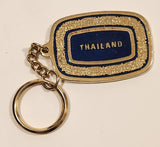 Thailand Dark Blue Enamel Gold Look Metal Fob Keychain Ring