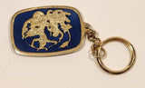 Thailand Dark Blue Enamel Gold Look Metal Fob Keychain Ring