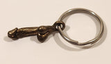 Male Genitalia Shaped Small Brass Metal Fob Keychain Key Ring