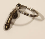 Male Genitalia Shaped Small Brass Metal Fob Keychain Key Ring