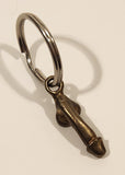 Male Genitalia Shaped Small Brass Metal Fob Keychain Key Ring