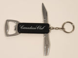 Vintage Canadian Club Be Part Of It Bottle Opener Knife Multi Tool Keychain Key Ring