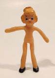 Vintage 1940s Flagg Toy Blonde Girl 3" Rubber Toy Doll