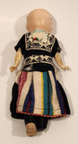 Vintage 1930s Composition Dutch Girl in Black Dress 7" Celluloid Toy Doll with Wood Shoes