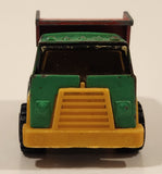 Vintage 1977 Universal Associated Co. Ltd. Dump Truck Green Red Yellow Pressed Steel and Plastic Toy Car Vehicle Made in Hong Kong