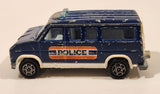 Vintage Majorette No. 279 / 234 Fourgon T-120 Police Van Blue 1/65 Scale Die Cast Toy Car Vehicle Made in France with Opening Rear Doors