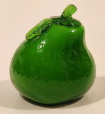 Vintage Art Glass Fruit Green Pear 4" Tall Ornament Has Chip
