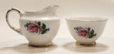 Vintage Delphine Red Rose Gold Trim Bone China Sugar Bowl and Creamer Pitcher Jug Made in England
