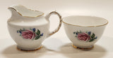Vintage Delphine Red Rose Gold Trim Bone China Sugar Bowl and Creamer Pitcher Jug Made in England