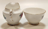 Vintage Delphine Red Rose Gold Trim Bone China Sugar Bowl and Creamer Pitcher Jug Made in England