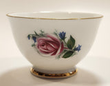 Vintage Delphine Red Rose Gold Trim Bone China Sugar Bowl and Creamer Pitcher Jug Made in England