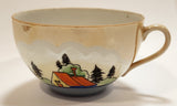 Vintage Occupied Japan Peach Lustreware Mountain Chalet with Trees Bone China Tea Cup